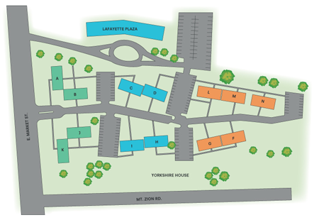color-coded 2d community map with labels