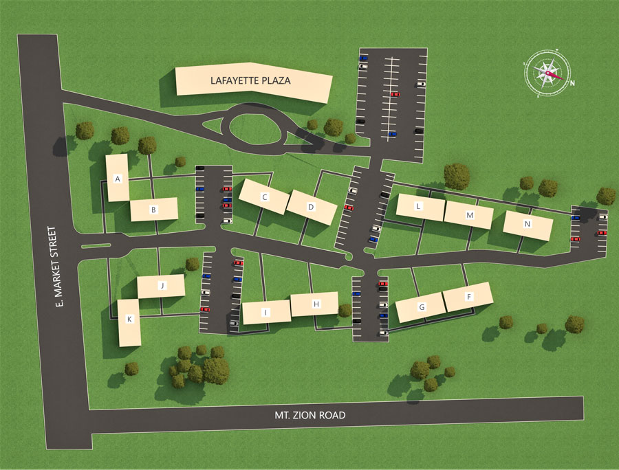 detailed 2d community map with labels