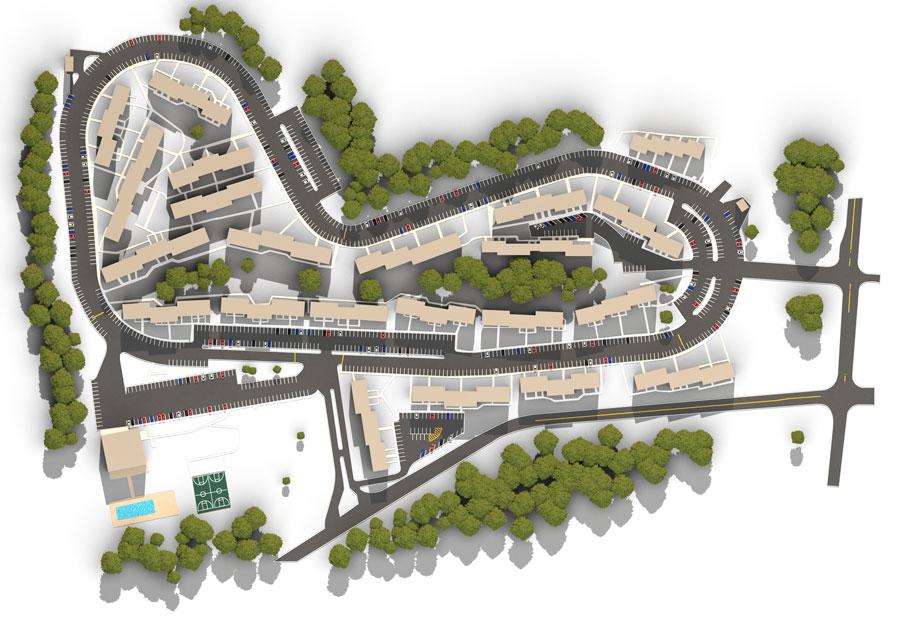 large detailed 3d community map with labels