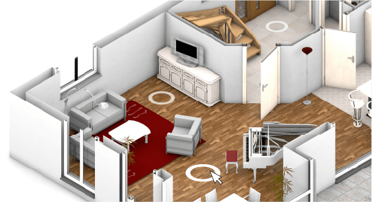 3d floorplan showing interactive click points